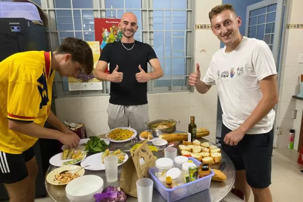 Volunteers eating meals in Ho Chi Minh City